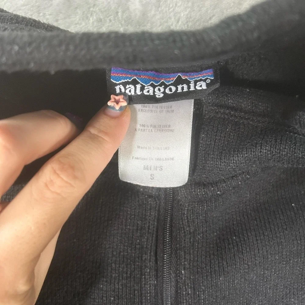 Patagonia Sweater Mens Small Black Better Sweater 1/4 Zip Fleece Logo Pullover